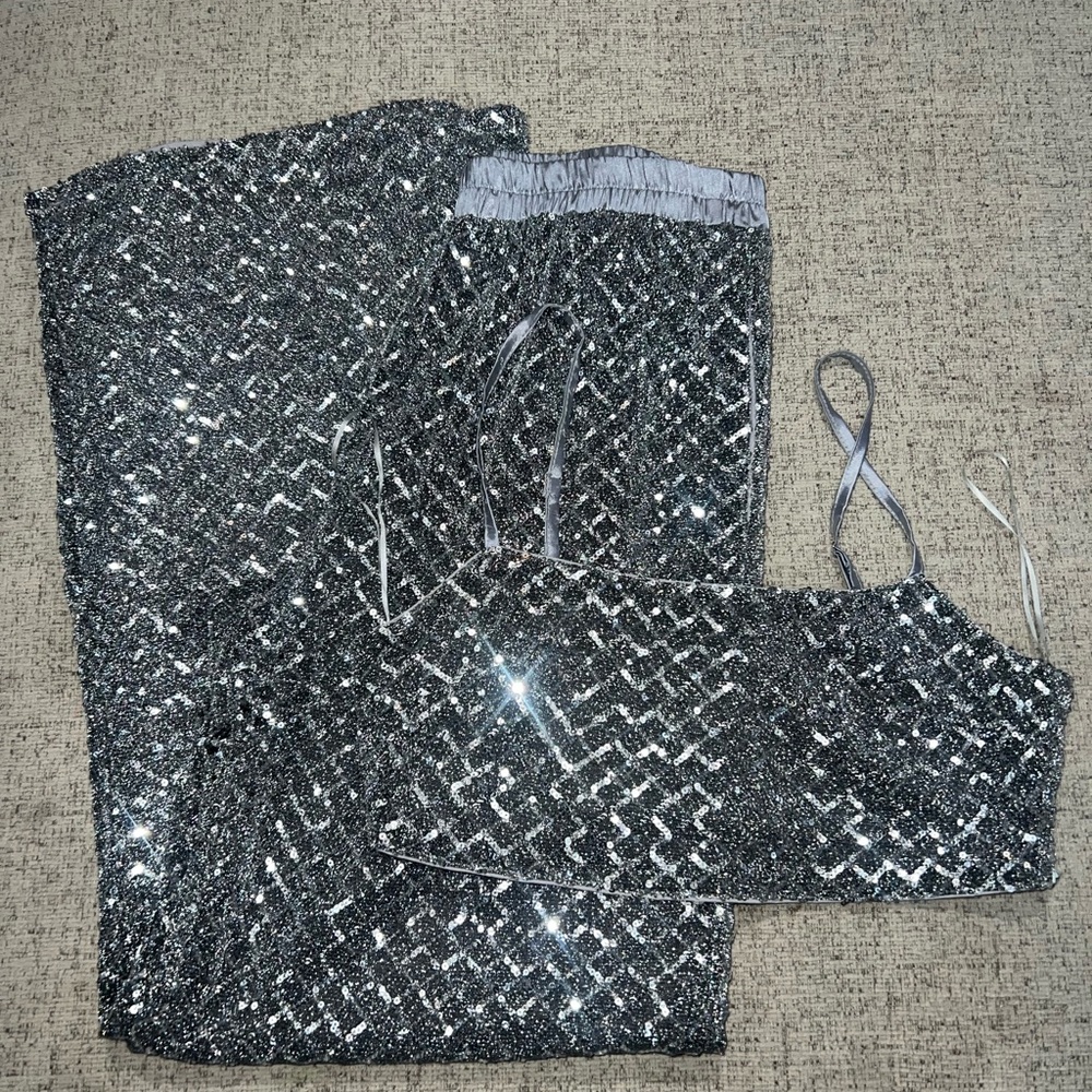 Silver Sequin Two-Piece Set